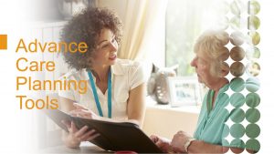 image of an advance care planning specialist speaking with a resident
